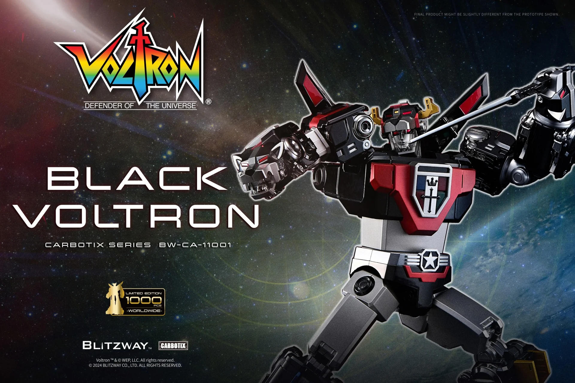 Defender of the Universe Carbotix Black Voltron Figure AND BASE by Blitzway - Image 2