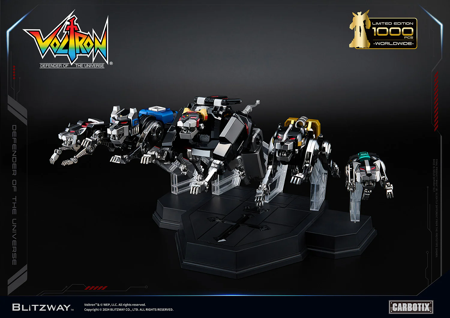 Defender of the Universe Carbotix Black Voltron Figure AND BASE by Blitzway - Image 3