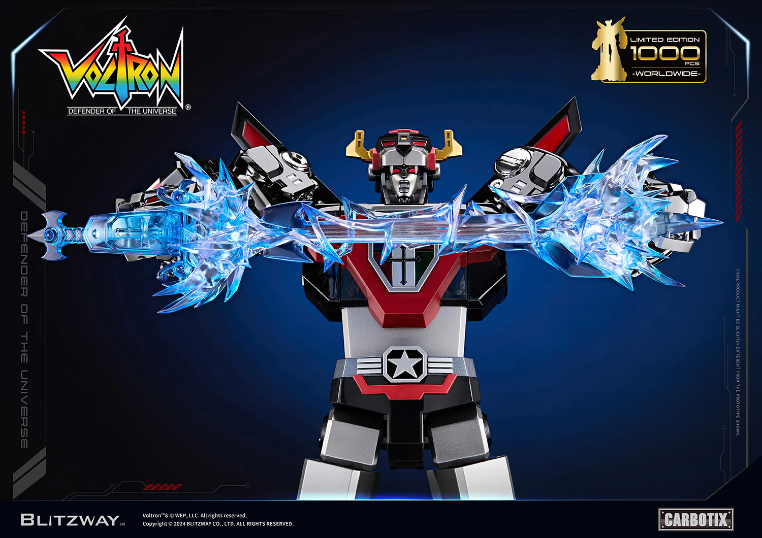 Defender of the Universe Carbotix Black Voltron Figure AND BASE by Blitzway - Image 7