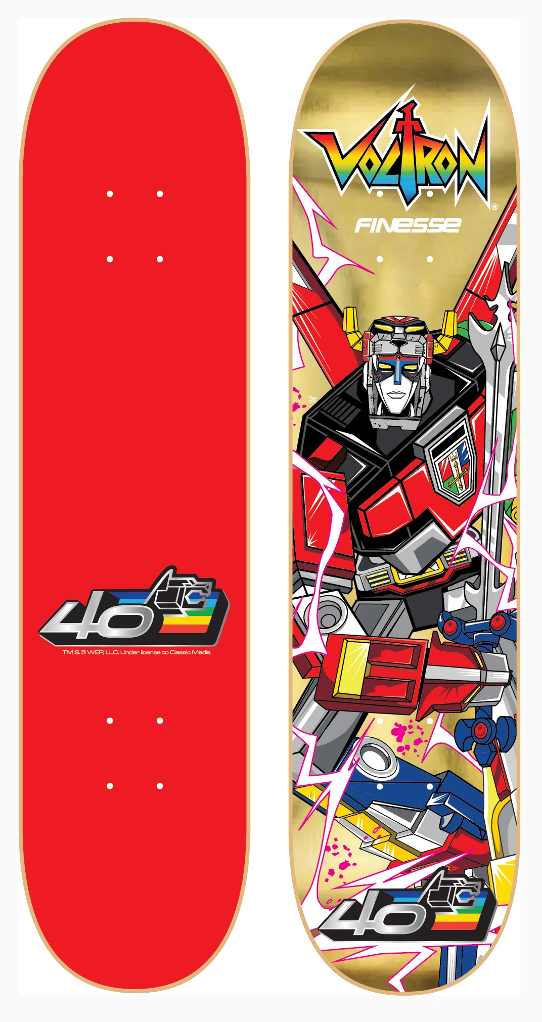 Voltron 40th Anniversary Skateboard GOLD FOIL edition - Image 2